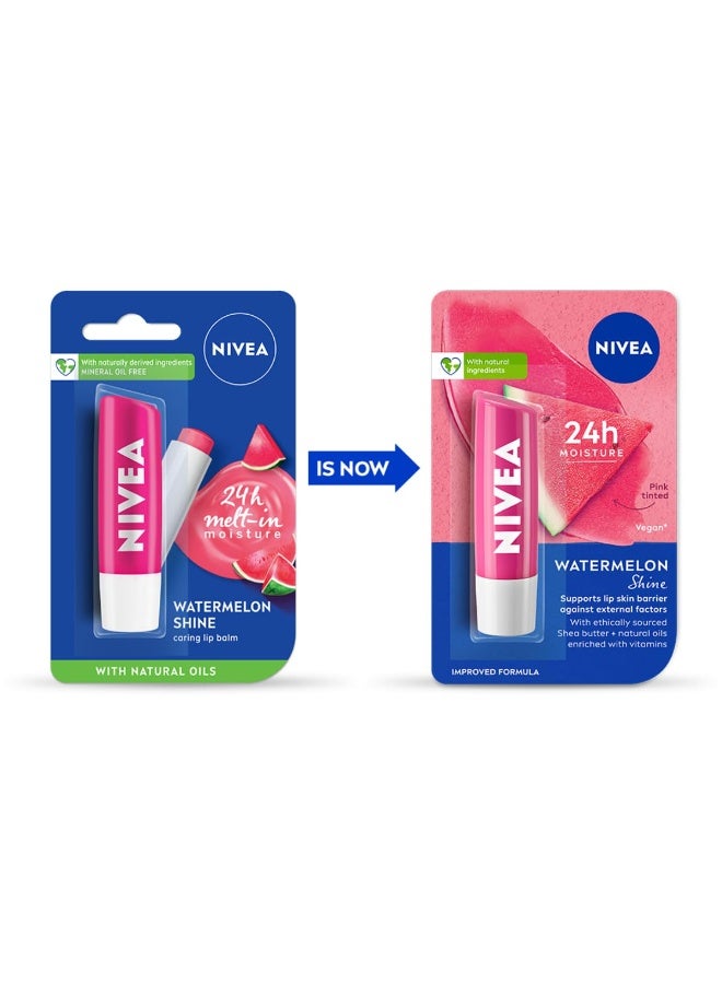NIVEA Watermelon Shine 4.8g Lip Balm|24 H Melt in Moisture Formula|Natural Oils|4.8 g - Image 4